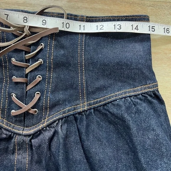 Pilcro Dark Blue A-Line Denim Skirt - Picture 7 of 7